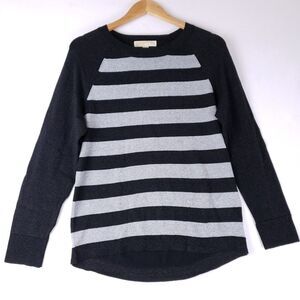 Michael Kors Black and Gray Striped Sweater